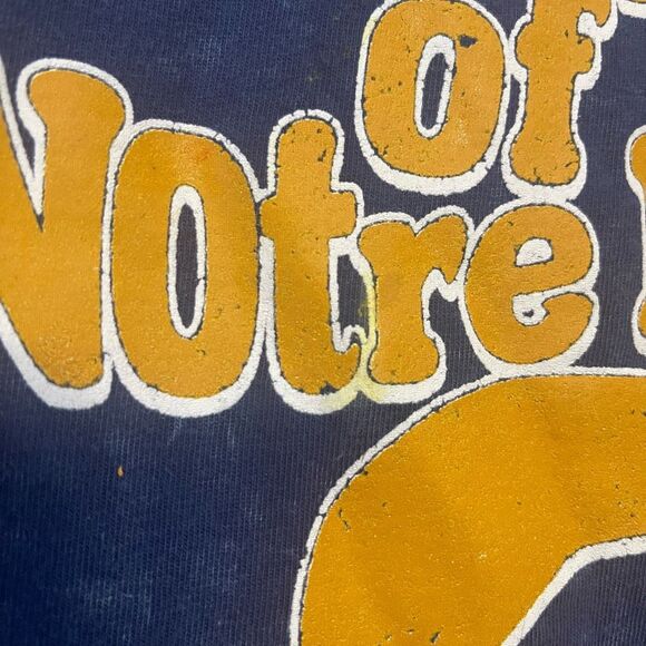 University of Notre Dame Navy Oversized Long Sleeve Bleach Dye Crop Top Medium - Picture 5 of 13